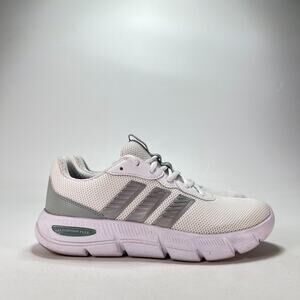 adidas Cloudfoam Flex Laces White Silver Walking Sneakers JS4891 Women's Sz 7.5